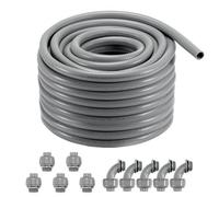 VEVOR Conducto Eléctrico Flexible de 25,4 mm, 30,5 m, Conducto Hermético de PVC no Metálico con 5 Accesorios de Conector de Conducto Rectos y 5 de 90 Grados para Bomba Controladora de Motor, IP65
