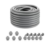 VEVOR Conducto Eléctrico Flexible de 19,1 mm, 30,5 m, Conducto Hermético de PVC no Metálico con 5 Accesorios de Conector de Conducto Rectos y 5 de 90 Grados para Bomba Controladora de Motor, IP65