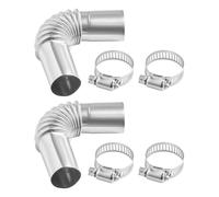 VEVOR Conector de Codo para Tubo de Escape, Manguera de Ventilación de Gas, Tapa de Acero Inoxidable para Parabrisas, con 4 Abrazaderas para Calentador Diésel de 2/5/8 kW, 110 x 80 x 26 mm, 2 uds