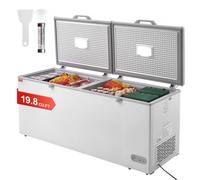 VEVOR Congelador horizontal de 561 L con Tapas de Doble Cierre Divididas Congelador Comercial Independiente y 4 Cestas Extraíbles Temperatura Ajustable de 7 Niveles Luz LED 6 Ruedas
