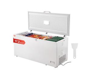 VEVOR Congelador Horizontal Grande de 488 L y 4 Cestas Extraíbles Independientes con Puerta Abierta Superior con Tapa de Bloqueo Temperatura Ajustable de 7 Niveles Iluminaciones LED 6 Ruedas