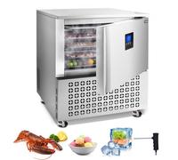 VEVOR Congelador Rápido Comercial, 114 L con 5 Bandejas, Arcón Congelador Rápido con 4 Modos de Congelación, Acero Inoxidable, con Ruedas para Restaurantes, Mariscos, 800 x 810 x 950 mm, Plata