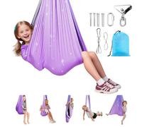 VEVOR Conjunto de Hamaca de Yoga Aérea, Fabricado con Tejido de Doble Capa, con Suspensión Giratoria de 360° y Arnés en Forma de O, con Una Capacidad de Carga Máxima de 136,07 kg, Rosa y Azul