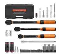 VEVOR Conjunto de Llaves Dinamométricas 1/4" 3/8" 1/2" Kit de 47 Piezas, Precisión ±3%, Marca Dual, con Puntas Barras de Extensión Estuche, Herramienta de Mantenimiento y Reparación para Automóviles