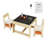 VEVOR Conjunto de mesa y silla para niños, mesa de actividad de madera con de almacenamiento y cajas, mesa de juego para niños para , manualidades, lectura, aprendizaje