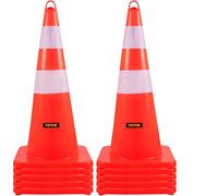 VEVOR Cono de Tráfico 10 Piezas 73 cm Pedestal de Obra de PVC Naranja Cono de Seguridad con Base Pesada y 2 Collares Reflectantes para Demarcación de Estacionamiento de Emergencia en Estacionamiento