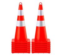 VEVOR Cono de Tráfico 12 Piezas 73 cm Pedestal de Obra de PVC Naranja, Cono de Seguridad con Base Pesada y 2 Collares Reflectantes, para Demarcación de Estacionamiento de Emergencia en Estacionamiento