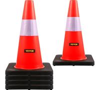 VEVOR Cono de Tráfico 5 Piezas 45 cm Pedestal de Obra de PVC Naranja Cono de Seguridad con Base Pesada y Collares Reflectantes para Demarcación de Estacionamiento de Emergencia en Estacionamiento