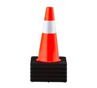 VEVOR Cono de Tráfico 5 Piezas 45 cm Pedestal de Obra de PVC Naranja Cono de Seguridad con Base Pesada y Collares Reflectantes para Demarcación de Estacionamiento de Emergencia en Estacionamiento