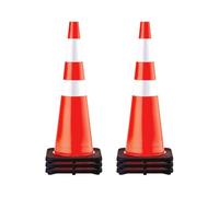 VEVOR Cono de Tráfico 6 Piezas 92 cm Pedestal de Obra de PVC Naranja Cono de Seguridad con Base Pesada y 2 Collares Reflectantes para Demarcación de Estacionamiento de Emergencia en Estacionamiento