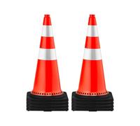 VEVOR Cono de Tráfico 8 Piezas 75 cm Pedestal de Obra de PVC Naranja Cono de Seguridad con Base Pesada y 2 Collares Reflectantes para Demarcación de Estacionamiento de Emergencia en Estacionamiento