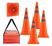 VEVOR Cono de Tráfico Reflectante 4 Piezas 70 cm Pedestal de Obra Plegable Portátil Cono de Seguridad de Base Ancha con Bolsa de Transporte para Demarcación de Estacionamiento en Carretera