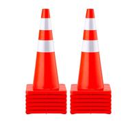 VEVOR Cono de Tráfico Reflectante 12 Piezas 70 cm Pedestal de Obra de PVC Naranja, Cono de Seguridad con 2 Collares Reflectantes, para Demarcación de Estacionamiento de Emergencia en Estacionamiento