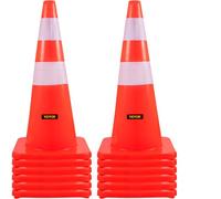 VEVOR Cono de Tráfico Reflectante 12 Piezas 70 cm Pedestal de Obra de PVC Naranja, Cono de Seguridad con 2 Collares Reflectantes, para Demarcación de Estacionamiento de Emergencia en Estacionamiento