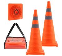 VEVOR Cono de Tráfico Reflectante 2 Piezas 70 cm Pedestal de Obra Plegable Portátil Cono de Seguridad de Base Ancha con Bolsa de Transporte para Demarcación de Estacionamiento en Carretera