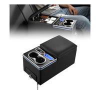 VEVOR Consola Central para Asiento Trasero con Puertos USB y Tipo-C, Negro | Para MPV, Sedán, SUV, con Luces Ambientales 7 Colores, Encendedor de Cigarrillos, Organizador con Portavasos y Portateléfonos