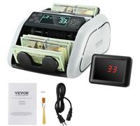 VEVOR Contador de Dinero Contador de Billetes con Detección de Falsificaciones UV, MG, IR y DD, Máquina Contadora de Efectivo en USD y EUR con LCD Grande y Pantalla Externa para Pequeñas Empresas