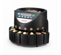VEVOR Contador y Clasificador de Monedas 8 Denominaciones Máquina Contadora, Velocidad de Conteo 147 Piezas por Minuto, Capacidad Máxima de 850 Monedas, Pantalla LED, Tubos de Almacenamiento de Dinero