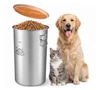 VEVOR Contenedor de Alimento para Perros de Acero Inoxidable 35 L con Tapa | Para Sala de Estar y Cocina, con Asas, Recipiente de Metal para Arroz, Harina, Granos de Café, Mantener las Comidas Frescas