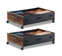 VEVOR Contenedor de Almacenaje para Debajo de Cama con Ruedas 65 x 46 x 18 cm 2 Piezas Caja Bajo Cama con Tapa Transparente Organizador de Ropa, Zapatos, Mantas para Dormitorios, Salas de Estar
