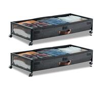 VEVOR Contenedor de Almacenaje para Debajo de Cama con Ruedas 91,5 x 46 x 18,5 cm 2 Piezas Bolsa Bajo Cama con Tapa Transparente Organizador de Ropa, Zapatos, Mantas para Dormitorios, Salas de Estar