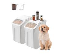 VEVOR Contenedor de Almacenamiento de Arroz, para Perros con Capacidad de 20 L x 2, Contenedor para Harina, Cereales y Granos, para Mascotas con Ruedas, 2 Tazas Medidoras, 360 x 225 x 445±10 mm
