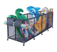 VEVOR Contenedor de Almacenamiento para Piscina, 262 x 81,5 x 89 cm, Cesta de Malla, con Bolsillos Laterales Soporte para Fideos Flotadores, Marco Metálico, Organizador para Accesorios de Natación