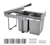 VEVOR Contenedor de Basura Extraíble Doble 20 L x 2 492 x 340 x 430 mm Gris