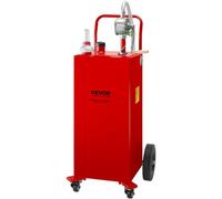 VEVOR Carro de combustible Tanque de almacenamiento de gasolina de 30 galones con 4 ruedas bomba de transferencia manual para automóviles, cortadoras de césped, vehículos todo terreno, barcos, rojo