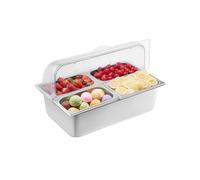 VEVOR Contenedor de Exhibición para Servir Alimentos sobre Encimera, de Acero Inoxidable, con 4 Bandejas, con Tapa Transparente y 3 Cajas, para Restaurante, Cocina, Fiesta, 546 x 365 x 310 mm