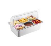 VEVOR Contenedor de Exhibición para Servir Alimentos sobre Encimera, de Acero Inoxidable, con 6 Bandejas, con Tapa Transparente y 3 Cajas, para Restaurante, Hotel, Cocina, 546 x 365 x 310 mm