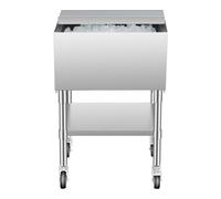 VEVOR Contenedor de Hielo 61,6 L con Ruedas, de Acero Inoxidable con Tapa Deslizante, Compartimento de Almacenamiento Inferior, Patas de Bola Ajustables, para Bar y Restaurante, 610 x 484 x 935 mm