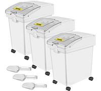 VEVOR Contenedor de ingredientes, contenedor de almacenamiento de ingredientes de capacidad de 6.6 galones, contenedores de harina de material PP sobre ruedas, contenedor de ingredientes de estante