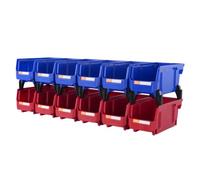 VEVOR Contenedor de Pernos 12 Cajas de Almacenamiento Apilables para Taller 276 x 139 x 128 mm Combinación Azul/Roja Contenedor de Herramientas para Armario, Cocina, Oficina, Despensa, Estante, Pared