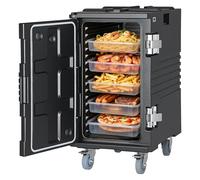 VEVOR Contenedor Isotérmico de Alimentos 120 L, Caja Isotérmica de LLDPE No Eléctrico, con Ruedas y Cierre de Acero Inoxidable 304, para Bandejas de Varios Tamaños (NO Incluidas), para Banquetes