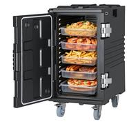 VEVOR Contenedor Isotérmico de Alimentos 120 L, Caja Isotérmica de LLDPE No Eléctrico, con Ruedas y Cierre de Acero Inoxidable 304, para Bandejas de Varios Tamaños (NO Incluidas), para Banquetes