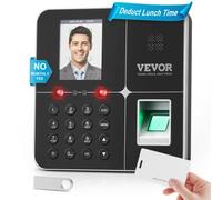 VEVOR Control Horario para Empleados Reloj de Fichar con Rostro, Huella Dactilar, Contraseña, Tarjeta RFID Reloj de Tiempo Biométrico Independiente Reloj de Registro de Tiempo 3000 Huellas Dactilares