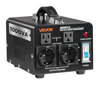 VEVOR Convertidor de Voltaje, 1000 VA, Transformador Elevador/Reductor, Convierte de 110 V a 220 V y de 220 V a 110 V, con Tomas de Corriente de EE. UU. y UE, Cable de Alimentación y Disyuntor