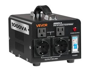 VEVOR Convertidor de Voltaje, 1000 VA, Transformador Elevador/Reductor, Convierte de 110 V a 220 V y de 220 V a 110 V, con Tomas de Corriente de EE. UU. y UE, Cable de Alimentación y Disyuntor