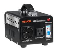 VEVOR Convertidor de Voltaje, 500 VA, Transformador Elevador/Reductor, Convierte de 110 V a 220 V y de 220 V a 110 V, con Tomas de Corriente de EE. UU. y UE, Cable de Alimentación y Disyuntor