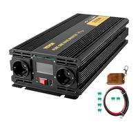 VEVOR Convertidor Puro Senoidal DC 12 V a AC 230 V, Convertidor Senoidal Puro 2500 W, Inversor de Onda Senoidal con Pantalla LCD, Voltaje Puro, Protecciones de Seguridad con Control Remoto y Cable