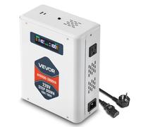 VEVOR Convertidor Reductor de Voltaje de 2000 VA, de 220 V a 110 V, de Alta Resistencia, con 2 Tomas de Corriente Estadounidenses, Salida USB, Pantalla LCD, Protección de Temperatura, Blanco