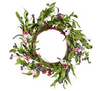 VEVOR Corona Decorativa Artificial, Rosa y Verde, Decorada con Margaritas, Flores de Aliento de Bebé, Brotes, para Todo el Año para Todas Las Estaciones, Decoración Hogar, Pared, Ventana, Festival