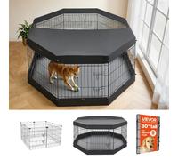 VEVOR Corral de Metal Plegable para Perritos con Base y Cubierta Superior