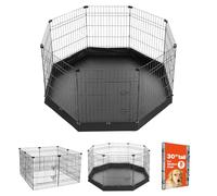 VEVOR Corral de Metal Plegable para Perros y Mascotas 8 Paneles de Malla | Parque de Juego para Animales Medianos, con Base de Tela Oxford, Puertas con Pestillo, para Exterior Interior Patio Salón