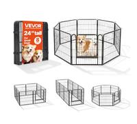 VEVOR Corral Plegable de Metal para Perros y Mascotas Altura 61 cm 8 Piezas | Parque de Juego para Perritos, Forma Ajustable Cuadrado Rectángulo Polígono, Puertas con Pestillo, para Patio Piscina Salón