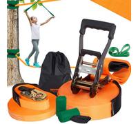 VEVOR Correa de Equilibrio de 18,3 m Carga 226,8 kg Juego Completo con Protector de Árbol Entrenador de Brazo Curso de Equilibrio de Fácil Configuración para Niños Adultos Principiantes y Avanzados