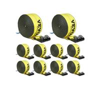 VEVOR Correa para cabrestante de 4 x 30 pies, 10 Piezas, carga de 2,7 T, resistencia a la rotura de 8,2 T, correas para camión con gancho plano, control de carga para remolques, granjas, amarillo