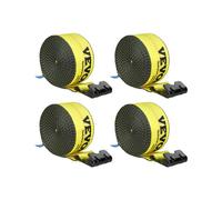 VEVOR Correa para cabrestante de 4" x 30 pies, 4 Piezas, carga de 2,7 T, resistencia a la rotura 8,2 T, correas para camión con gancho plano, control de carga para remolques, granjas, amarillo