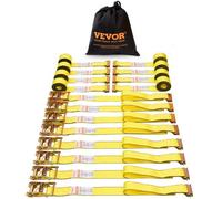 VEVOR Correas de Amarre con Trinquete E-Track 0,05 x 4,6 m Correas de Pista E 8 Piezas Cinturón de Poliéster y Trinquete de Acero Amarre de E-Track para Motocicletas Portaequipajes Camiones Remolques